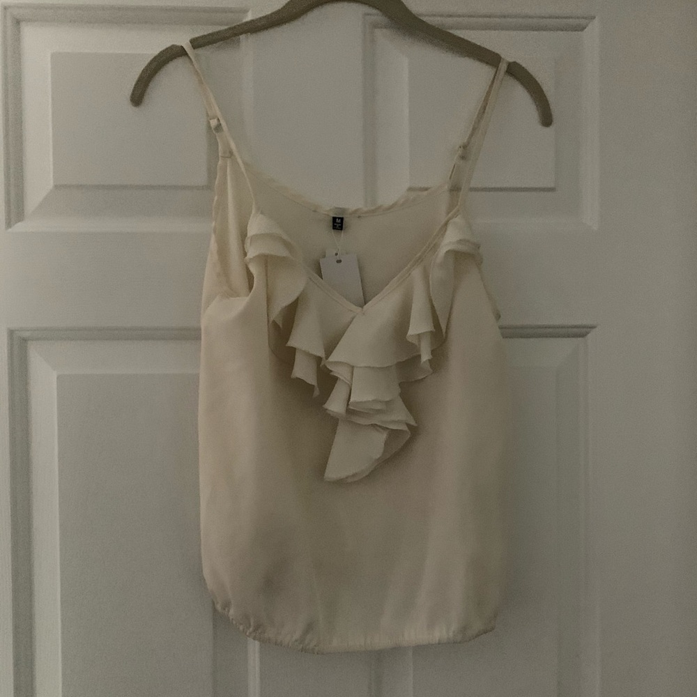 Parker Nordstrom perfect white ruffle tank top med